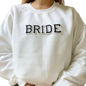 white “i said, YES!” custom crewneck sweatshirt | bridal shower | bridal party